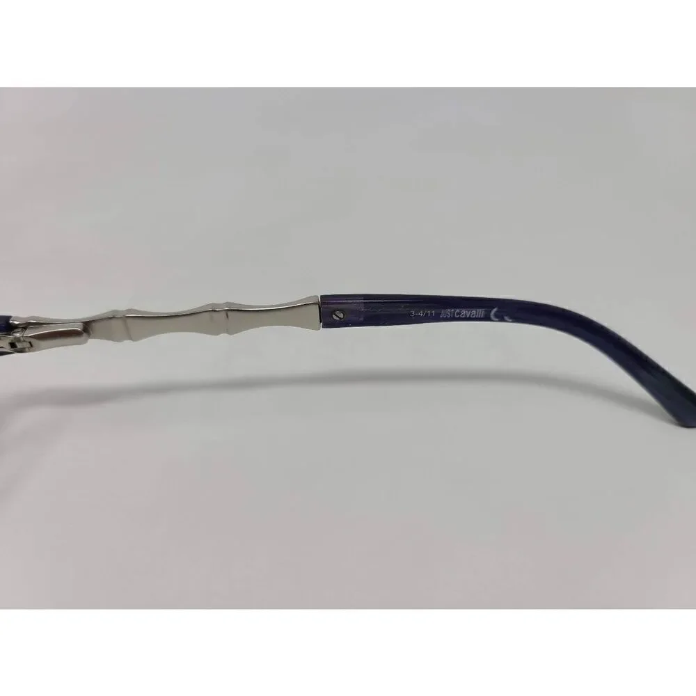 JUST CAVALLI WOMENS EYEGLASSES FRAMES BLUE SILVER CRYSTAL 53 15 135